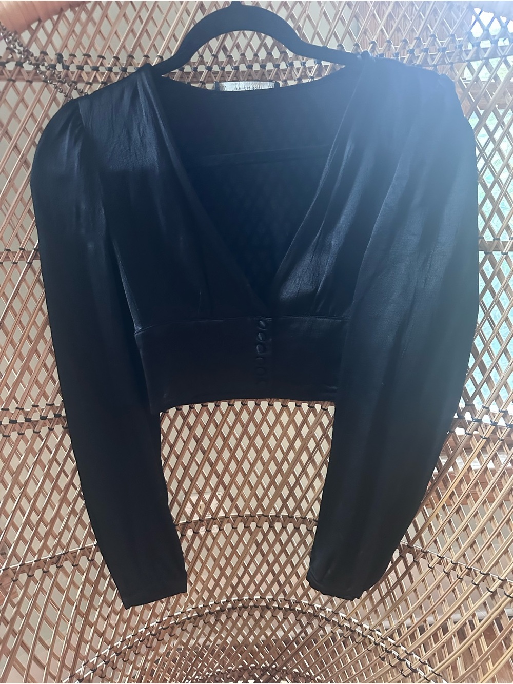 Zara Black Cropped V-Neck Blazer Jacket